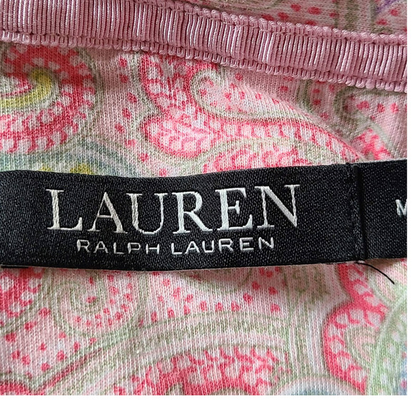 LRL  Pink Paisley Capri Length Cotton Blend Knit Pajama Set Women's Medium - Picture 10 of 15